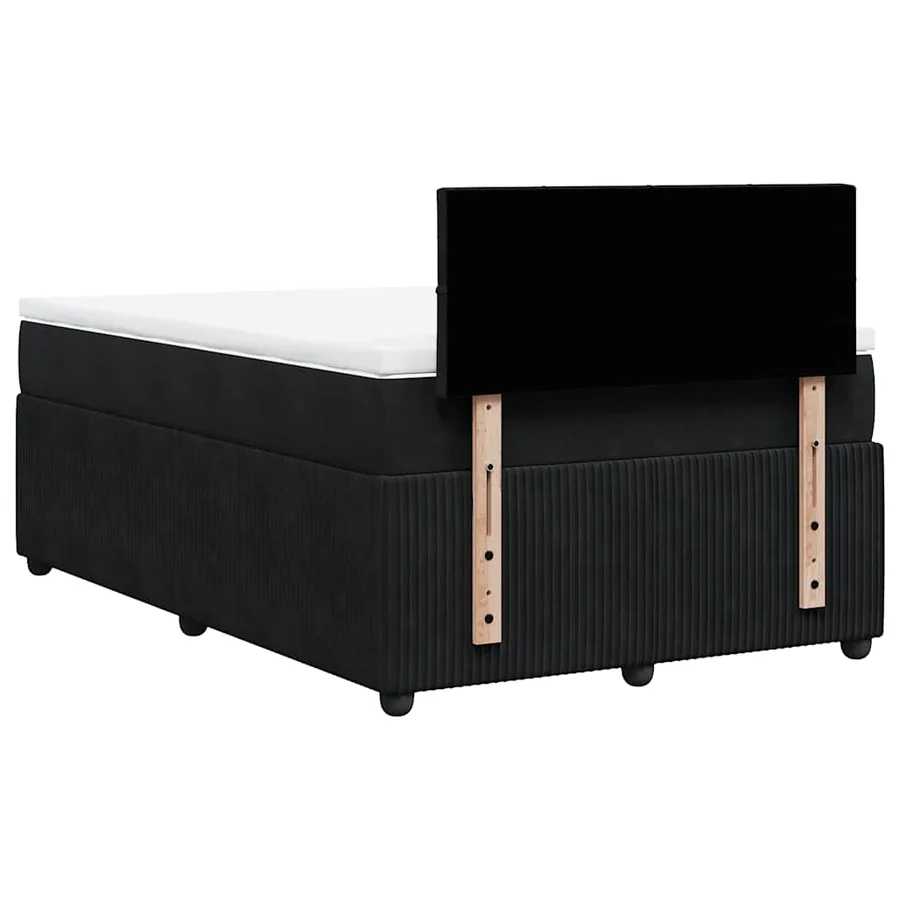 Sommier à lattes de lit avec matelas noir 120x190 cm velours - 8