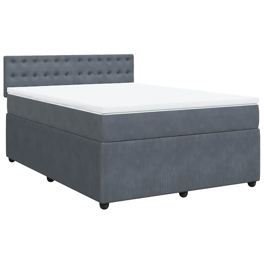 Sommier à lattes de lit et matelas Gris foncé 140x190cm Velours - 2
