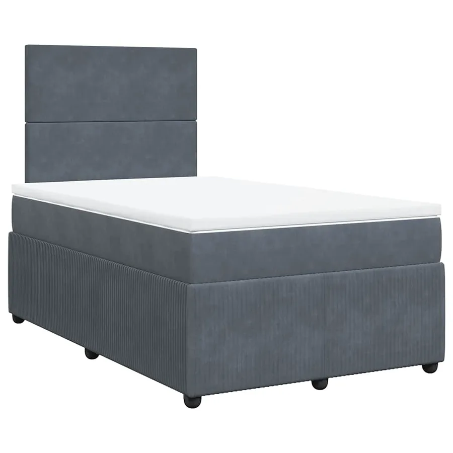 Sommier à lattes de lit et matelas gris foncé 120x190cm velours - 2