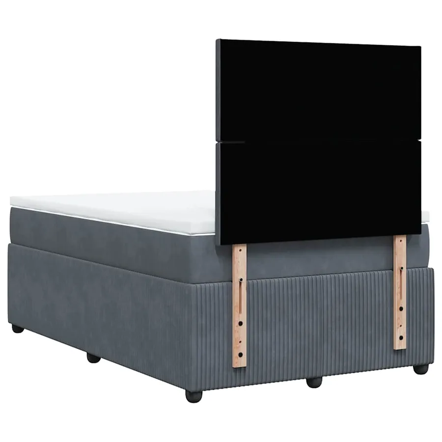 Sommier à lattes de lit et matelas gris foncé 120x190cm velours - 6