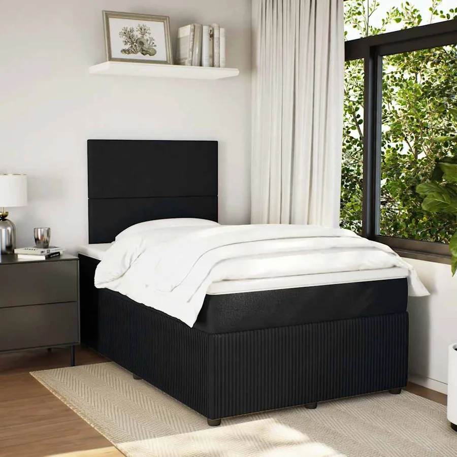 Sommier à lattes de lit avec matelas Noir 120x200 cm Velours - 3