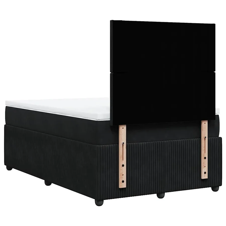 Sommier à lattes de lit avec matelas Noir 120x200 cm Velours - 6