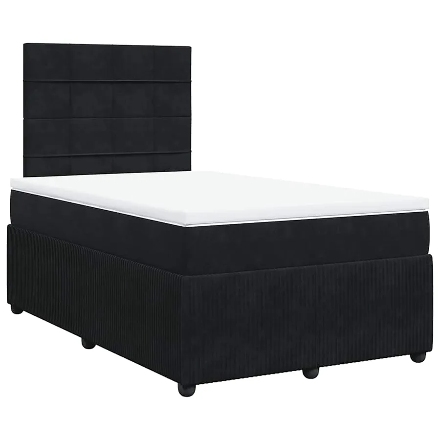 Sommier à lattes de lit avec matelas noir 120x190 cm velours - 2