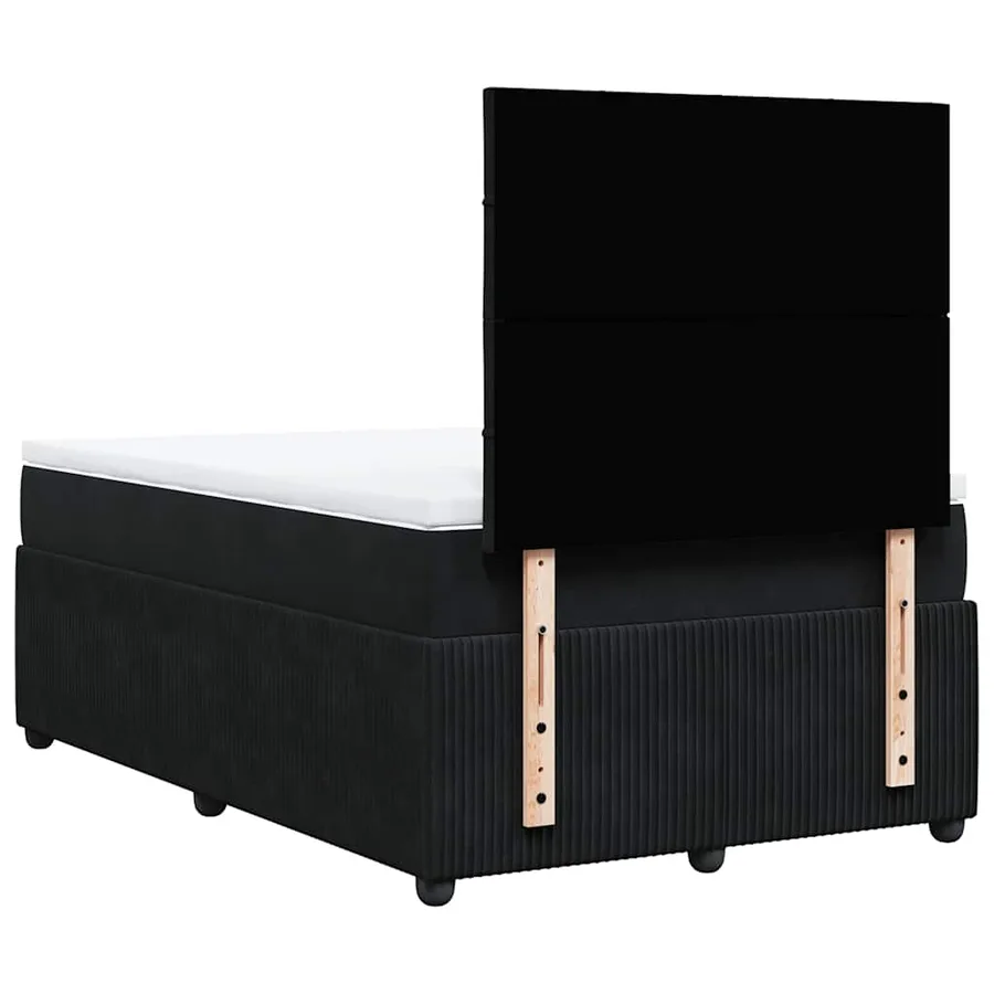 Sommier à lattes de lit avec matelas noir 120x190 cm velours - 6