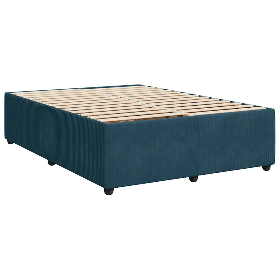 Sommier à lattes de lit et matelas bleu 140x190 cm velours - 6