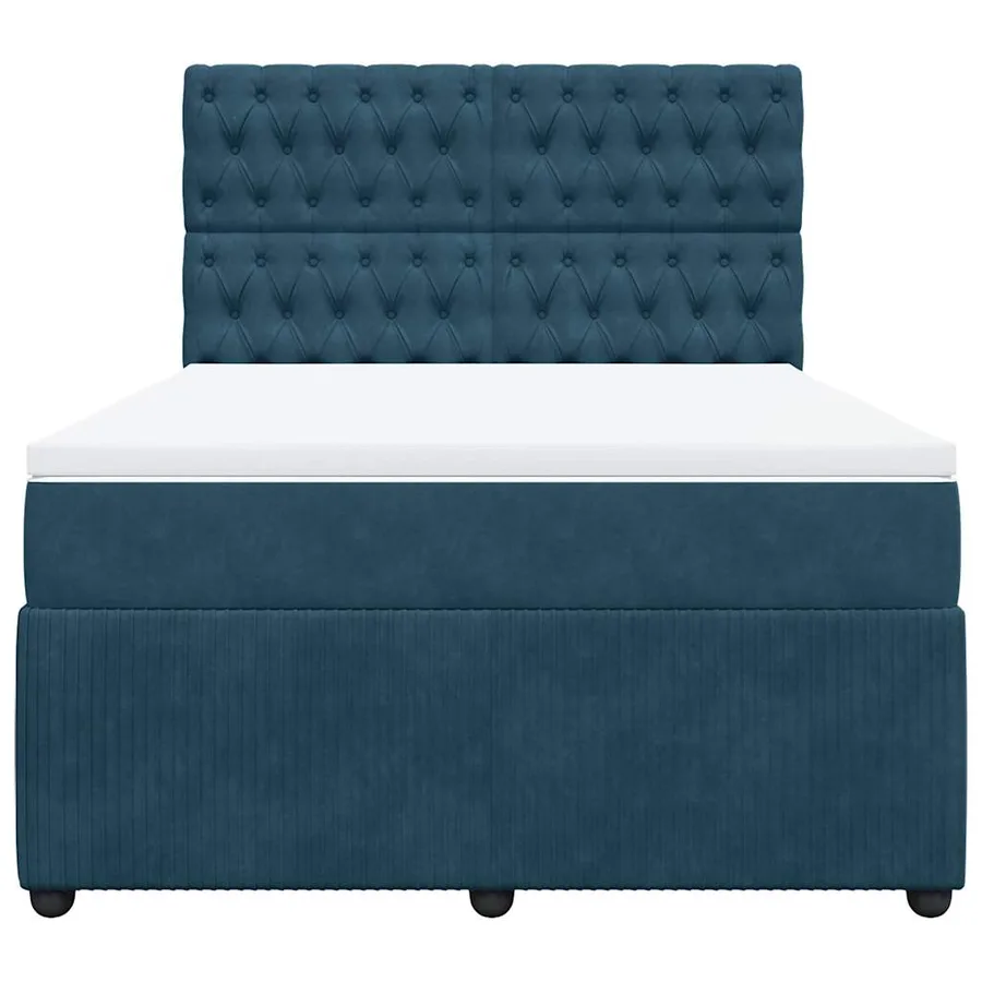 Sommier à lattes de lit et matelas Bleu foncé 140x190cm Velours - 4