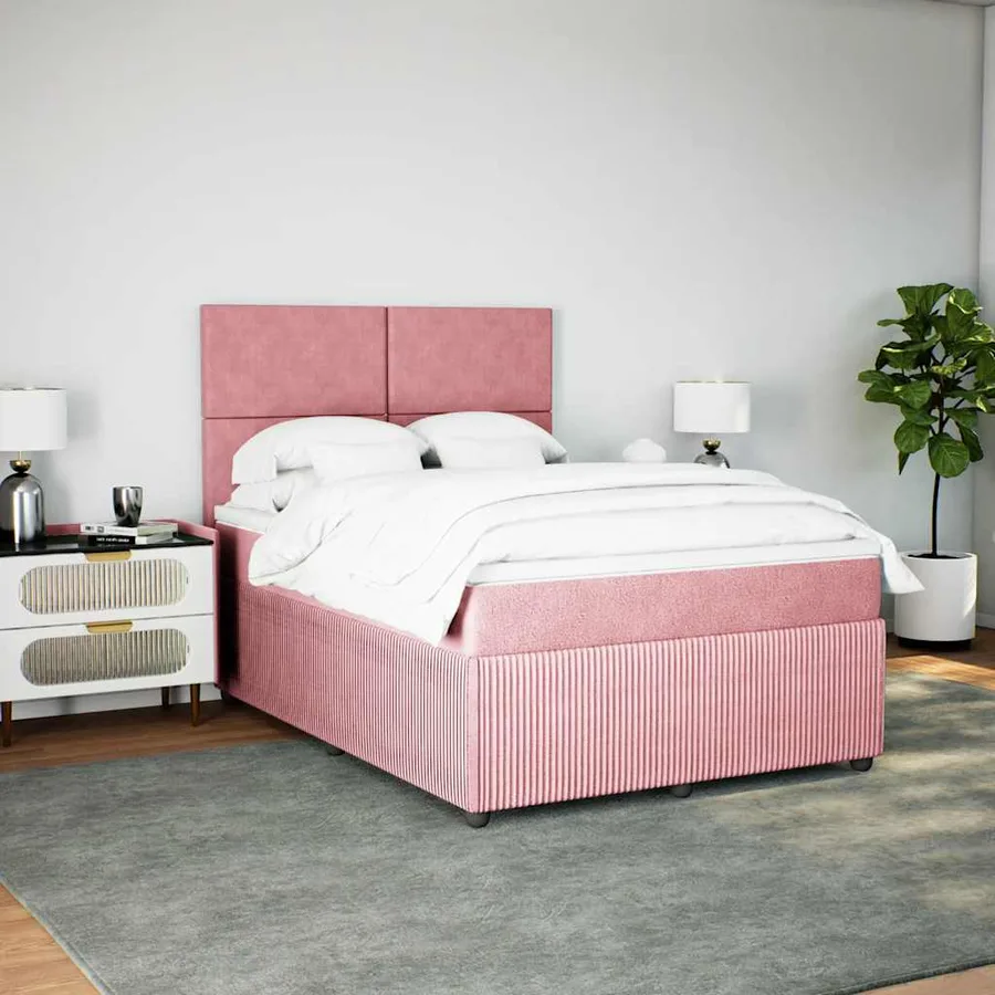 Sommier à lattes de lit avec matelas Rose 140x190 cm Velours - 3