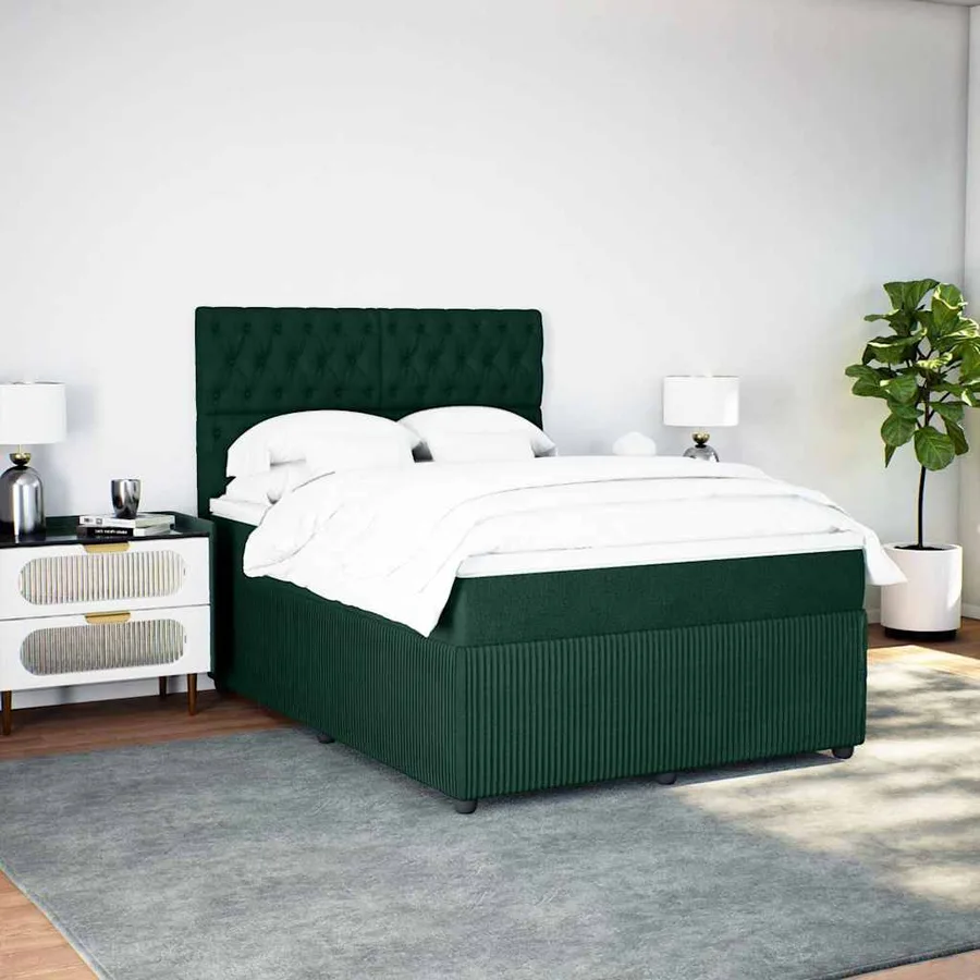 Sommier à lattes de lit et matelas Vert foncé 140x200cm Velours - 3