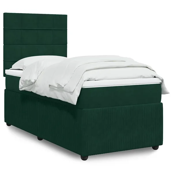 Sommier à lattes de lit avec matelas Vert foncé 90x190 cm