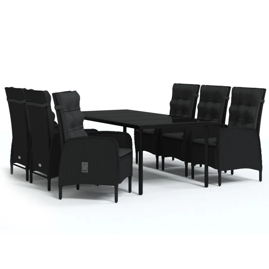 Ensemble à manger de jardin avec coussins 7 pcs Noir - 2
