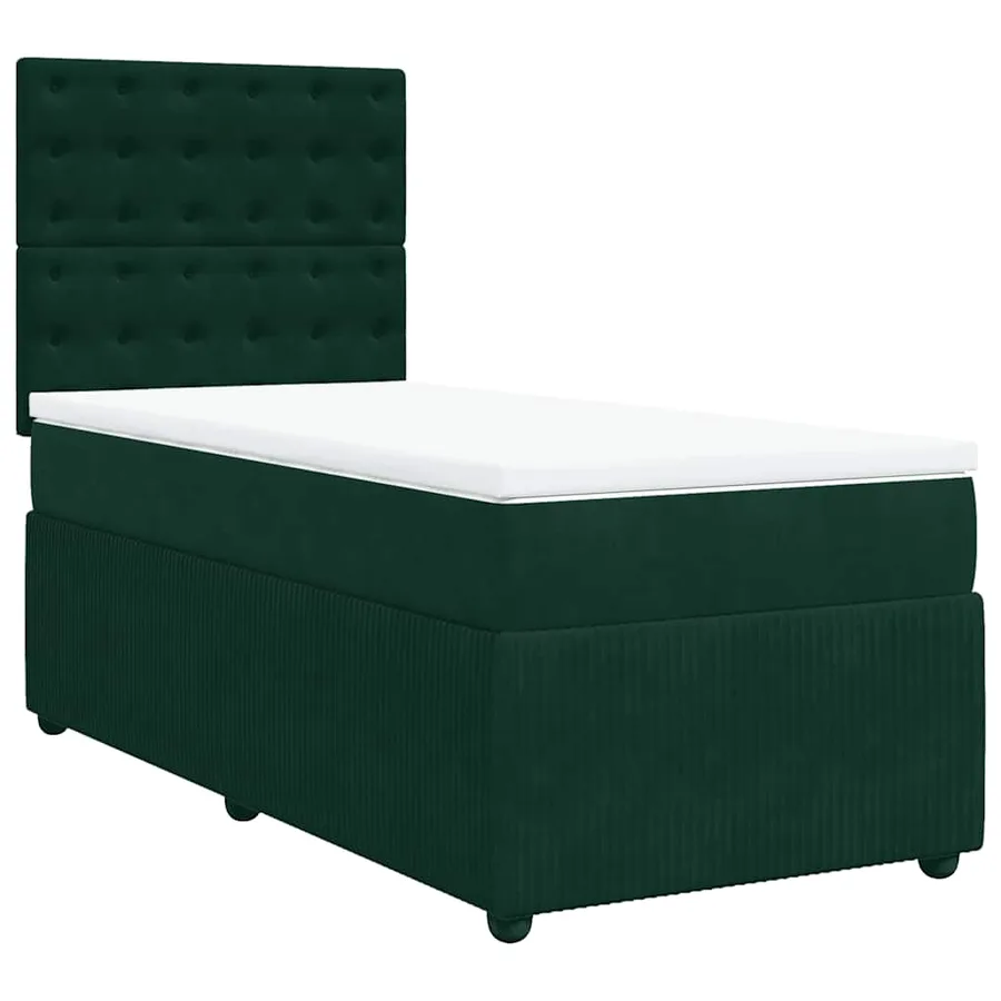 Sommier à lattes de lit avec matelas Vert foncé 90x190 cm - 2