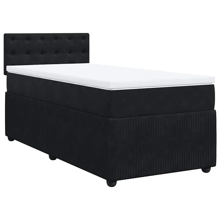 Sommier à lattes de lit avec matelas Noir 90x200 cm Velours - 2
