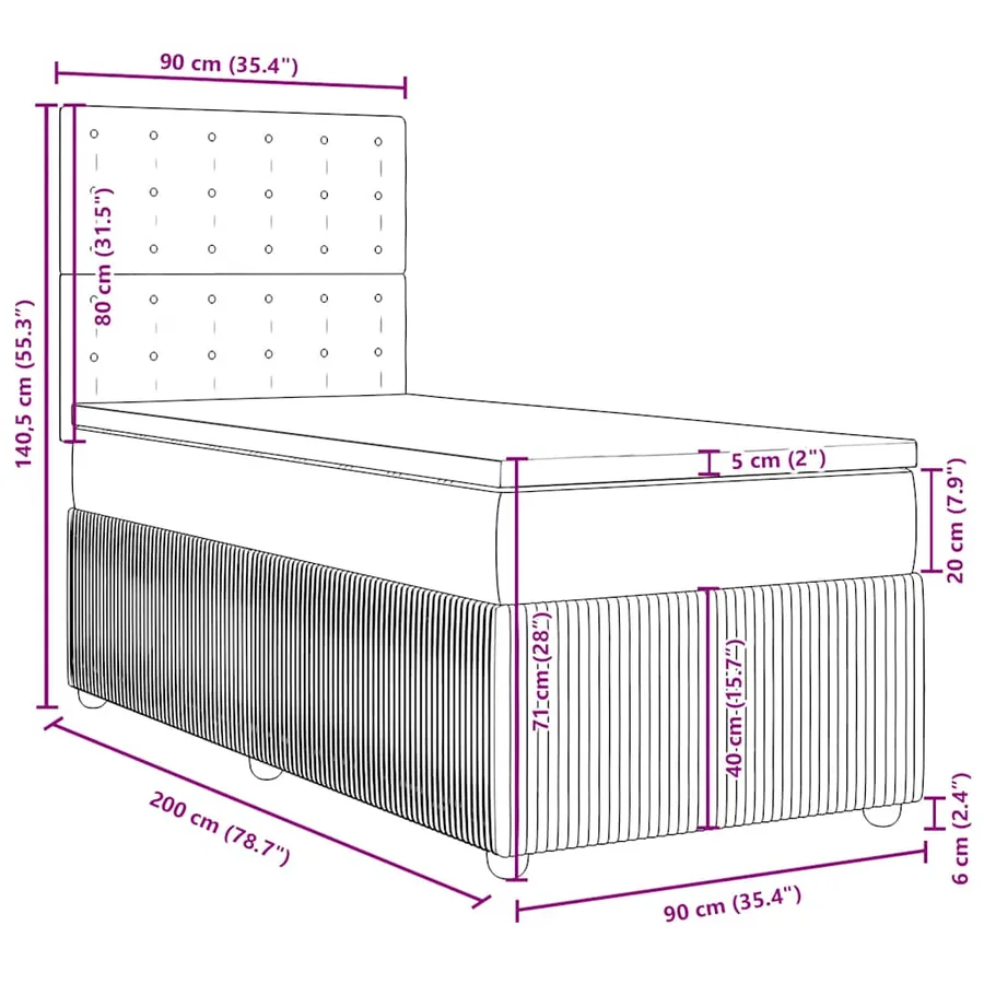 Sommier à lattes de lit avec matelas Rose 90x200 cm Velours - 13