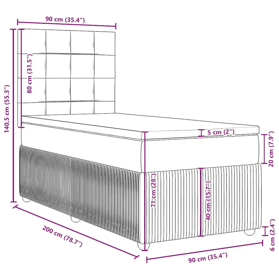 Sommier à lattes de lit avec matelas Rose 90x200 cm Velours - 13