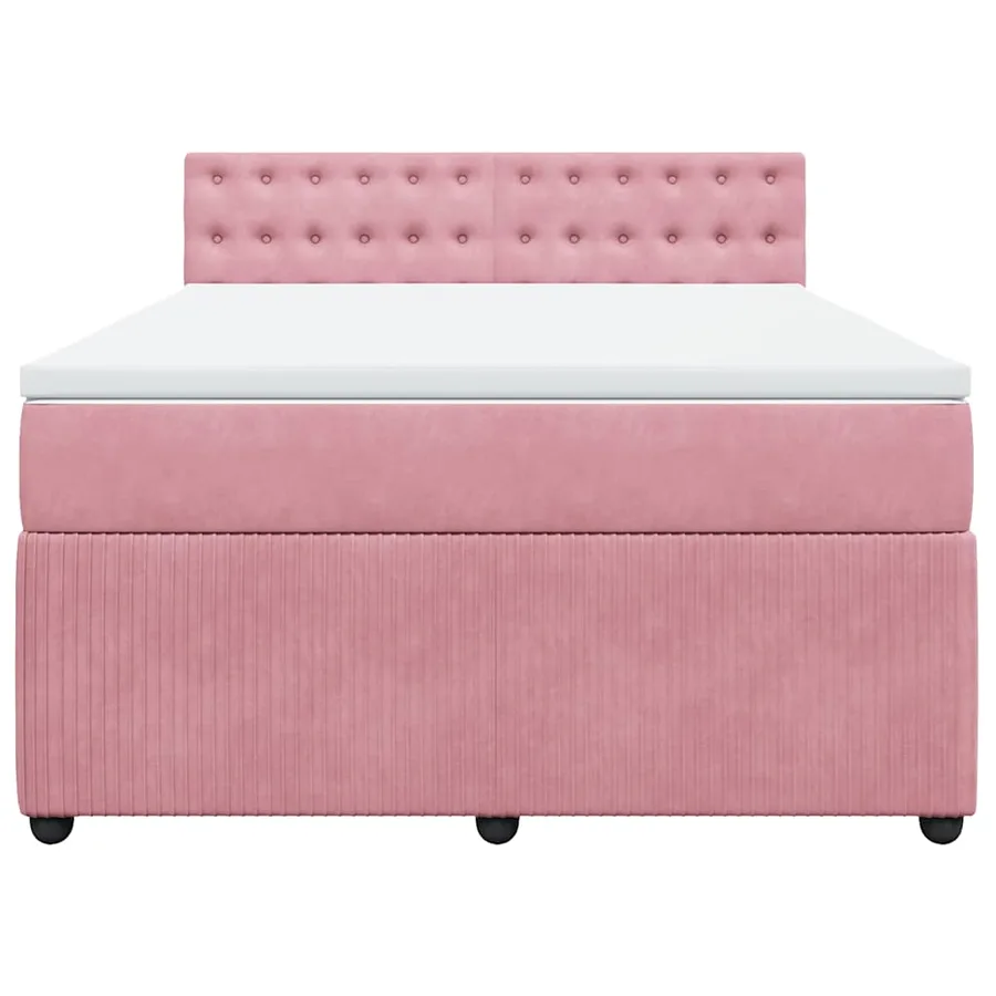 Sommier à lattes de lit avec matelas Rose 140x190 cm Velours - 4