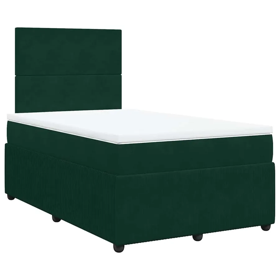 Sommier à lattes de lit avec matelas vert foncé 120x190 cm - 2