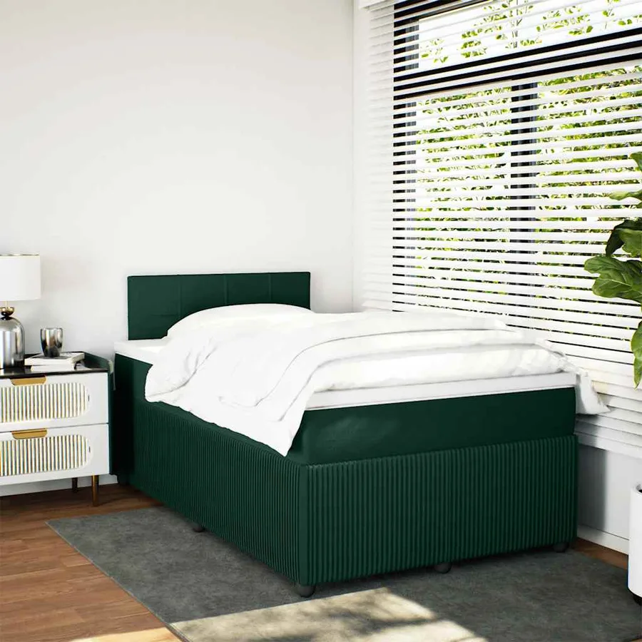 Sommier à lattes de lit avec matelas vert foncé 120x190 cm - 3