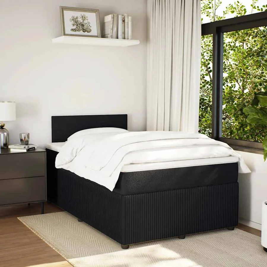 Sommier à lattes de lit avec matelas noir 120x190 cm velours - 3