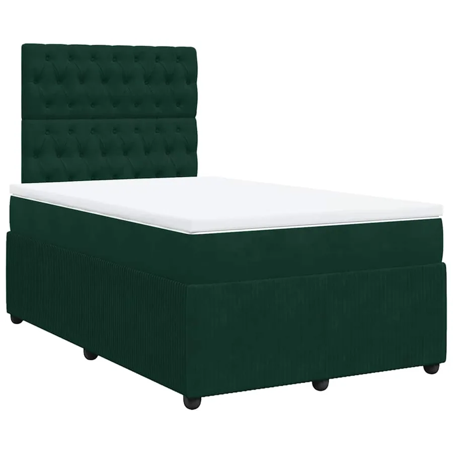 Sommier à lattes de lit avec matelas vert foncé 120x190 cm - 2