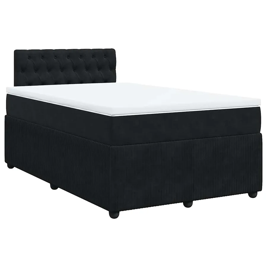 Sommier à lattes de lit avec matelas noir 120x190 cm velours - 2