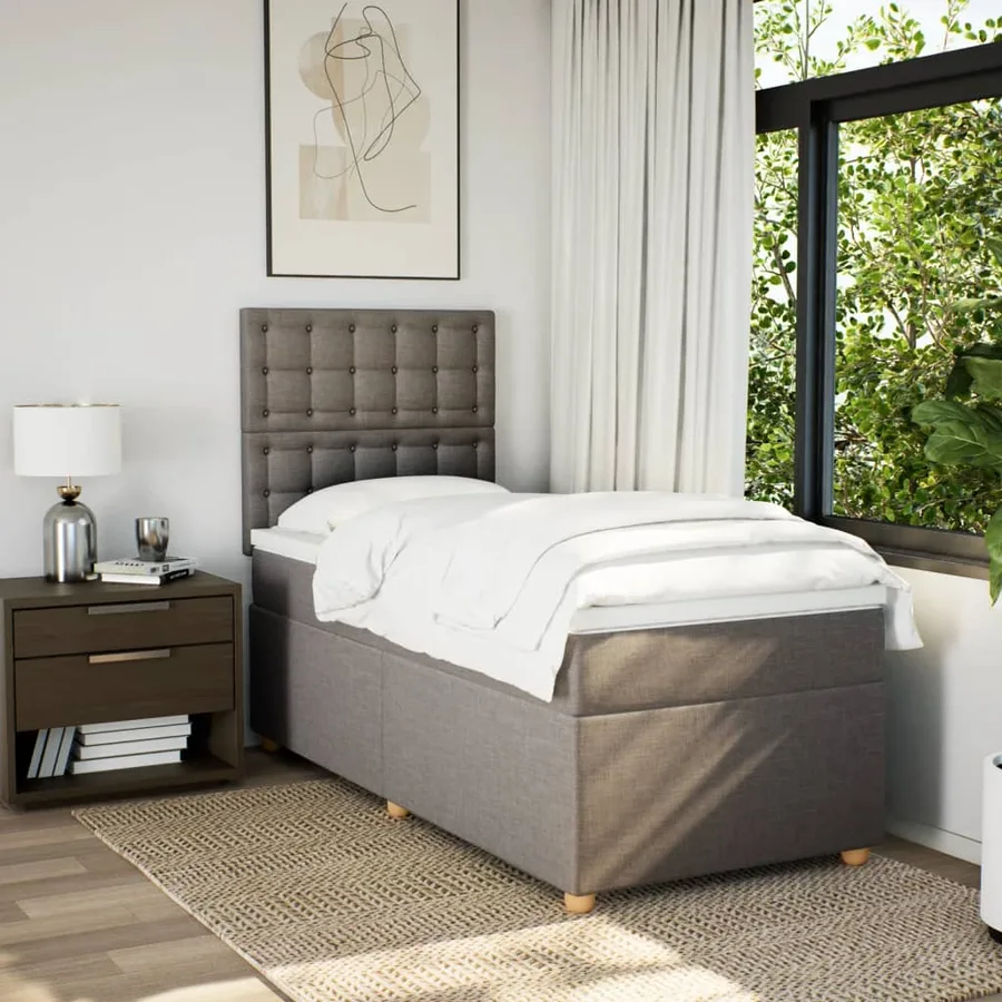Sommier à lattes de lit avec matelas Taupe 80x200 cm Tissu - 2
