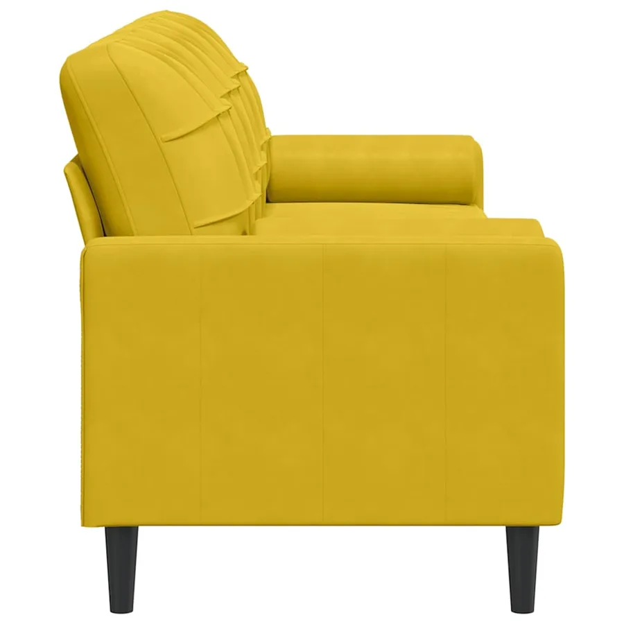 Canapé 3 places avec oreillers décoratifs jaune 210 cm velours - 4