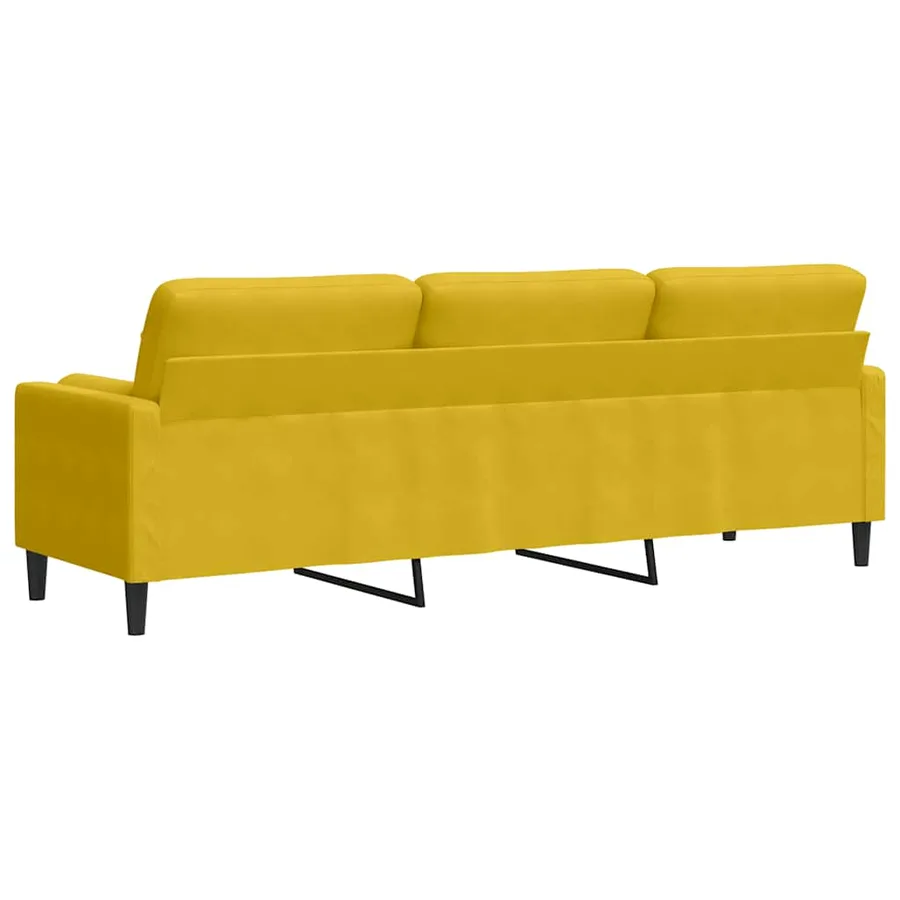 Canapé 3 places avec oreillers décoratifs jaune 210 cm velours - 5