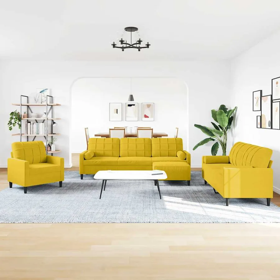 Ensemble de canapés 4 pcs avec coussins et traversins velours - 3