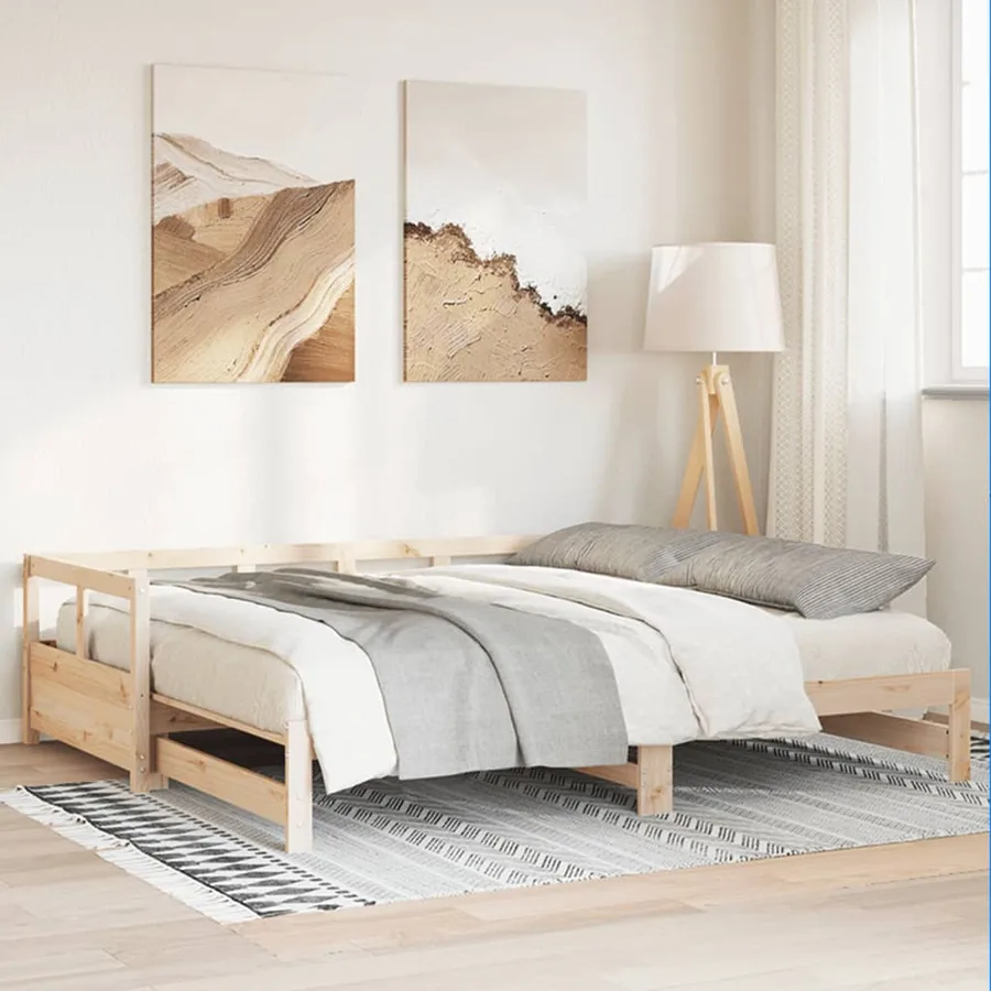 Lit de jour sans matelas 90x190 cm bois de pin massif - 4