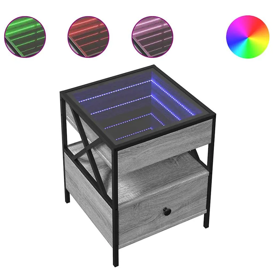 Table basse avec LED Infinity sonoma gris 40x40x51 cm - 2