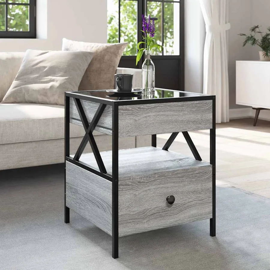 Table basse avec LED Infinity sonoma gris 40x40x51 cm - 4