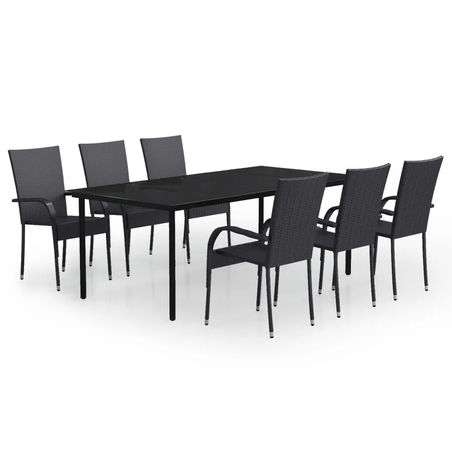 Ensemble à manger de jardin 7 pcs Noir - 2