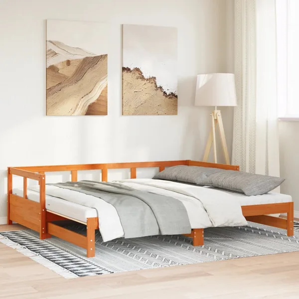 Lit de jour et lit gigogne et matelas 90x200 cm bois pin massif