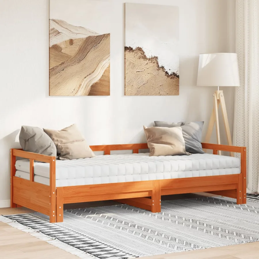 Lit de jour et lit gigogne et matelas 90x200 cm bois pin massif - 3