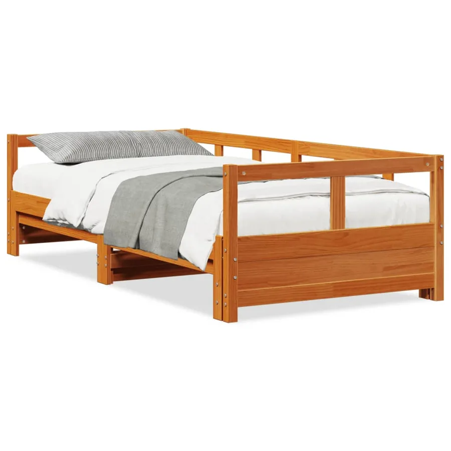 Lit de jour sans matelas cire marron 90x190 cm bois pin massif - 2