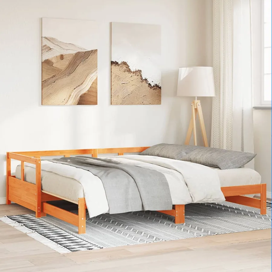 Lit de jour sans matelas cire marron 90x190 cm bois pin massif - 4
