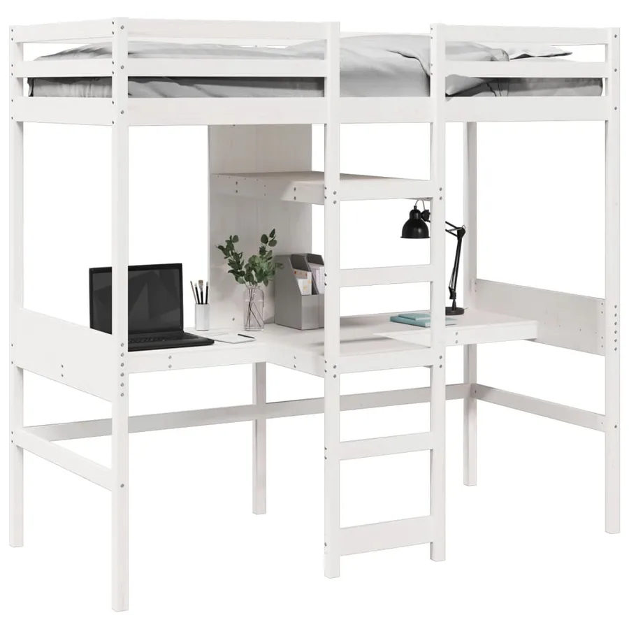 Cadre de lit superposé sans matelas blanc 75x190 cm pin massif - 4