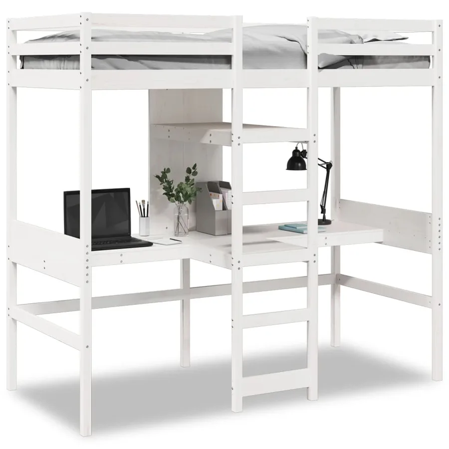 Cadre de lit superposé sans matelas blanc 80x200 cm pin massif - 2