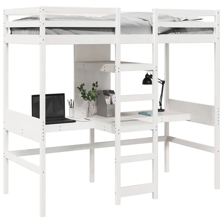 Cadre de lit superposé sans matelas blanc 80x200 cm pin massif - 4
