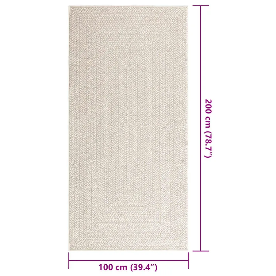 Tapis ZIZUR crème 100x200 cm aspect de jute intérieur extérieur - 9