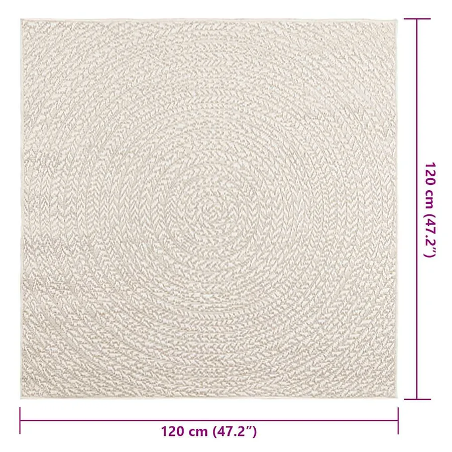 Tapis ZIZUR crème 120x120 cm aspect de jute intérieur extérieur - 9