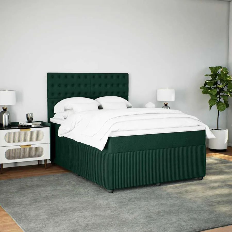 Sommier à lattes de lit et matelas Vert foncé 160x200cm Velours - 4