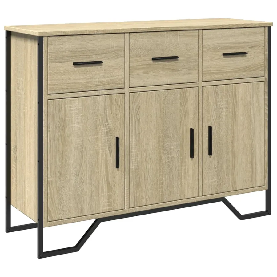 Buffet chêne sonoma 97x32,5x74,5 cm bois d'ingénierie - 2