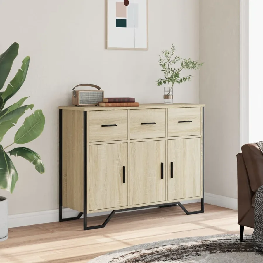 Buffet chêne sonoma 97x32,5x74,5 cm bois d'ingénierie - 3
