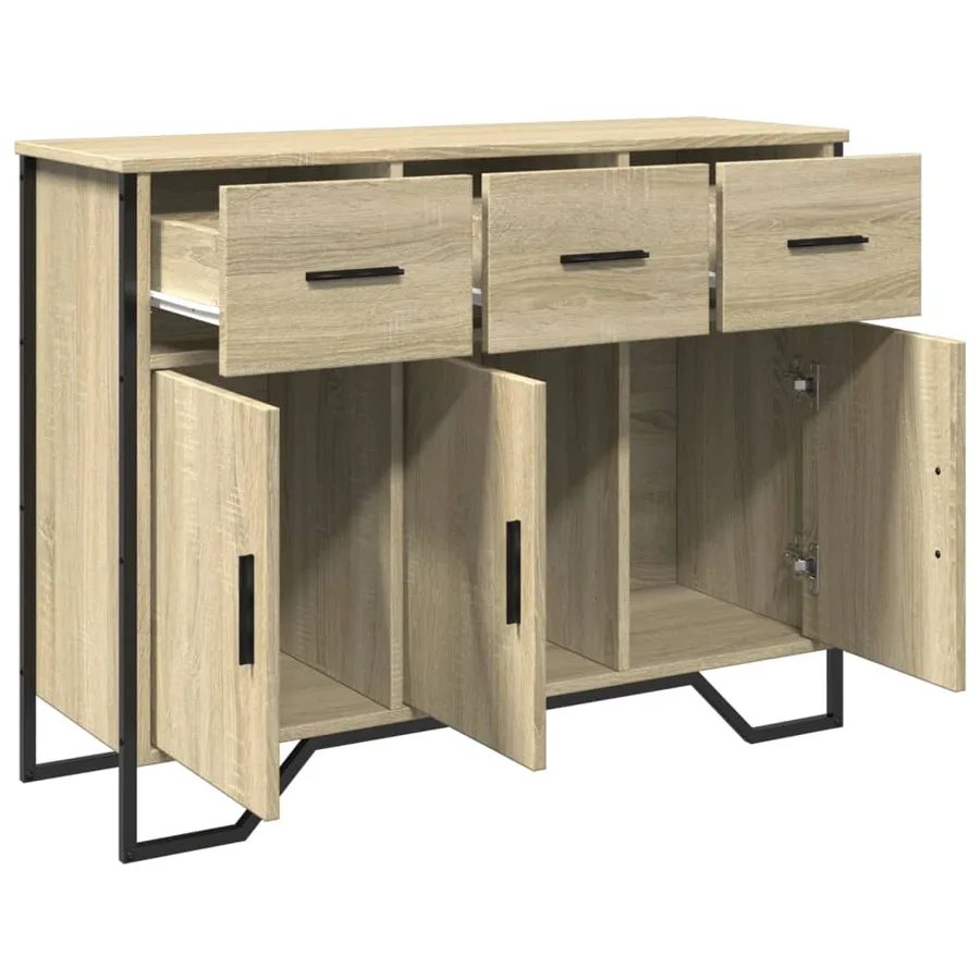 Buffet chêne sonoma 97x32,5x74,5 cm bois d'ingénierie - 5