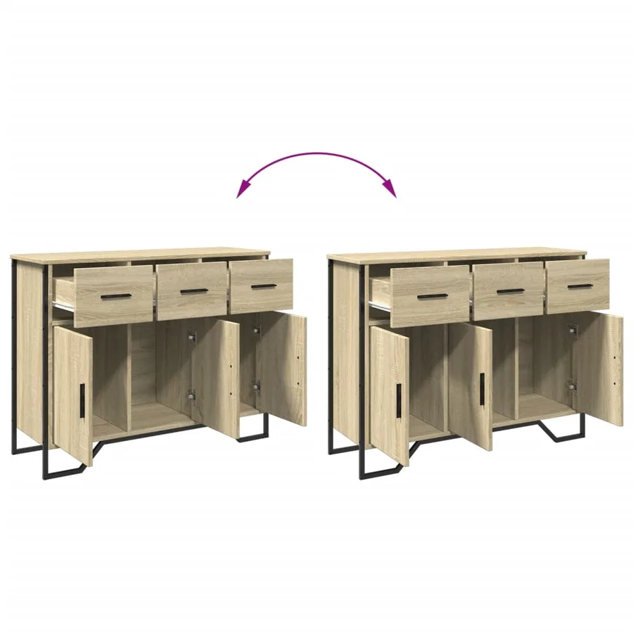 Buffet chêne sonoma 97x32,5x74,5 cm bois d'ingénierie - 8