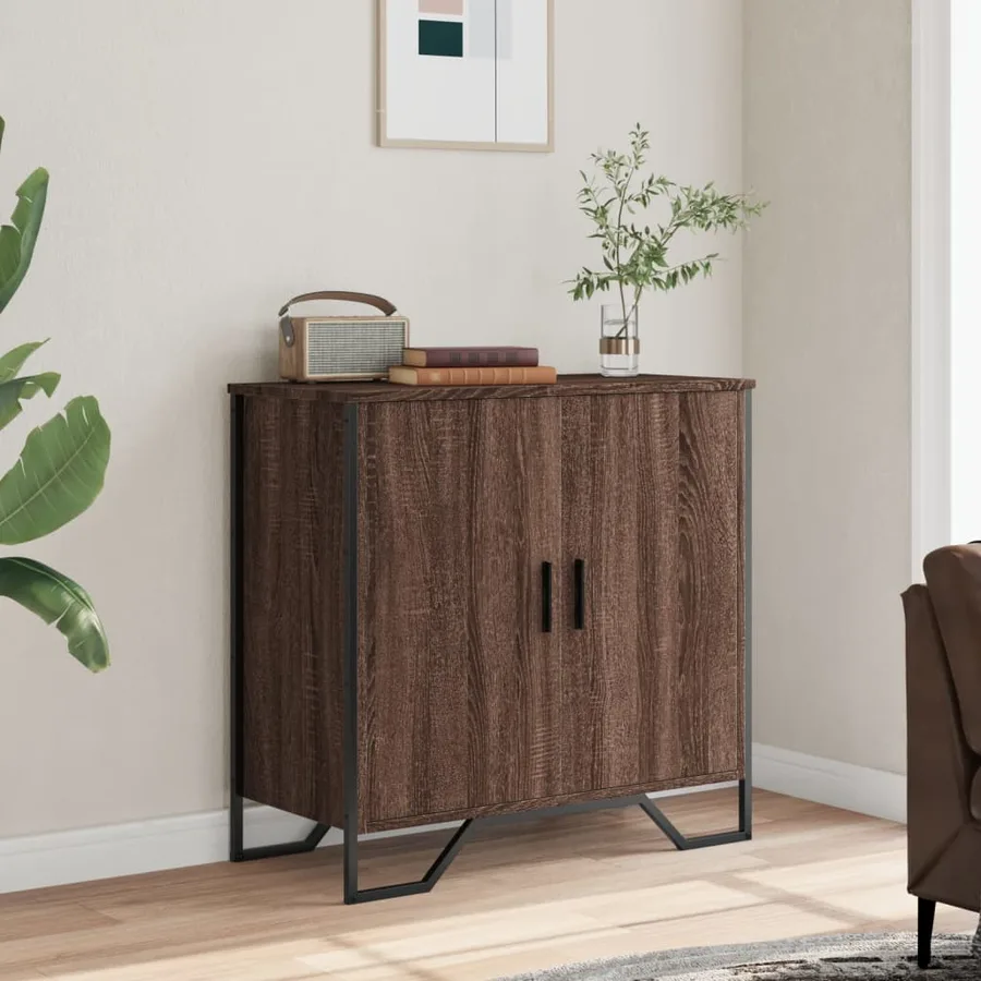 Buffet chêne marron 78x35,5x74,5 cm bois d'ingénierie - 3
