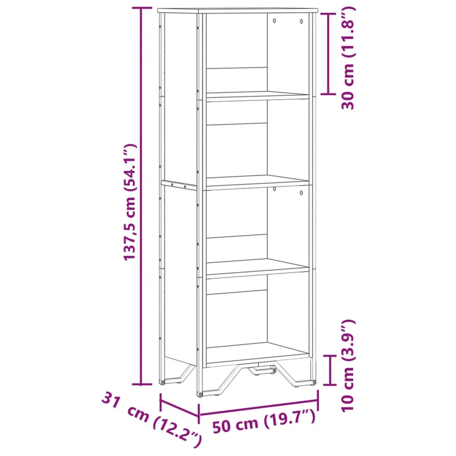 Bibliothèque chêne marron 50x31x137,5 cm bois d'ingénierie - 9
