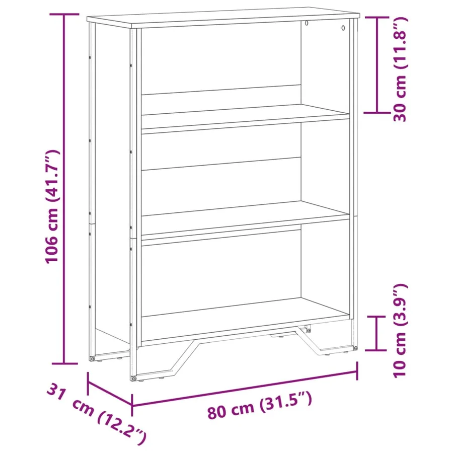 Bibliothèque chêne fumé 80x31x106 cm bois d'ingénierie - 9