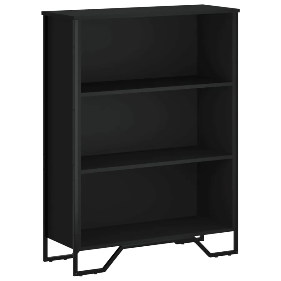 Bibliothèque noir 80x31x106 cm bois d'ingénierie - 2